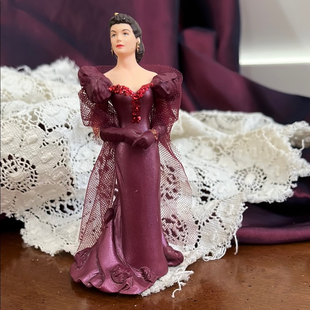 Scarlett O’Hara In Burgundy Birthday Party Dress GWTW Ornament